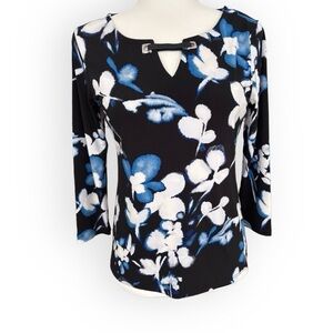Calvin Klein Black Floral Career Top Size XS